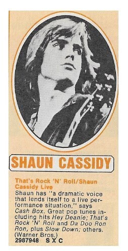 Cassidy, Shaun / That&#39;s Rock &#39;N&#39; Roll - Shaun Cassidy Live | Magazine Ad | 1979