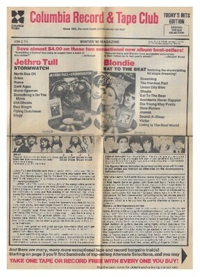 Columbia Record + Tape Club / Jethro Tull - Blondie | Winter 1980