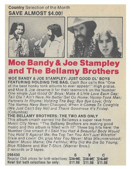 Bandy, Moe (+ Joe Stampley) / Just Good Ol' Boys | Magazine Ad | January 1980 | with The Bellamy Brothers