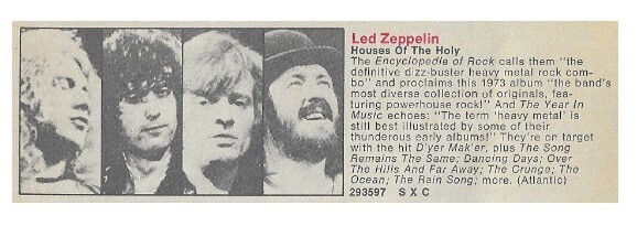 Led Zeppelin / Houses of the Holy | Magazine Ad | March 1973