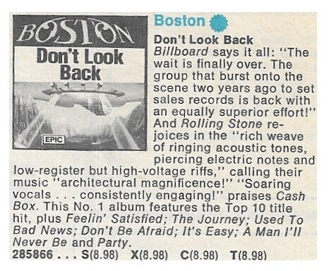 Boston / Don&#39;t Look Back | Magazine Ad | August 1978