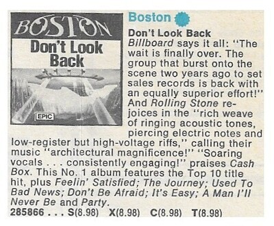 Boston / Don&#39;t Look Back | Magazine Ad | August 1978