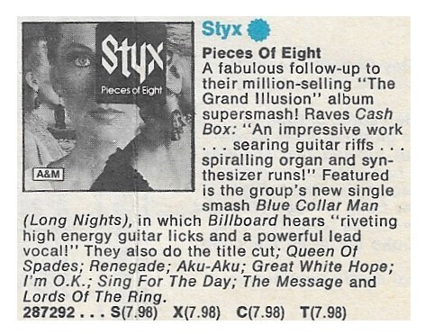 Styx / Pieces of Eight | Magazine Ad | September 1978