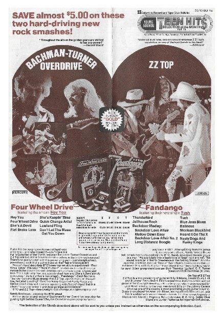 Bachman-Turner Overdrive / Four Wheel Drive | Magazine Ad | Fall 1975 | with ZZ Top