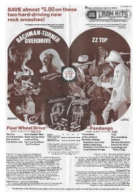 Bachman-Turner Overdrive / Four Wheel Drive | Magazine Ad | Fall 1975 | with ZZ Top