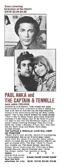 Anka, Paul / Feelings | Magazine Ad | Fall 1975 | with The Captain + Tennille