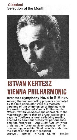 Kertesz, Istvan / Brahms: Symphony No. 4 in E Minor | Magazine Ad | Fall 1975