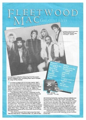 Fleetwood Mac / Greatest Hits | Magazine Ad | November 1988