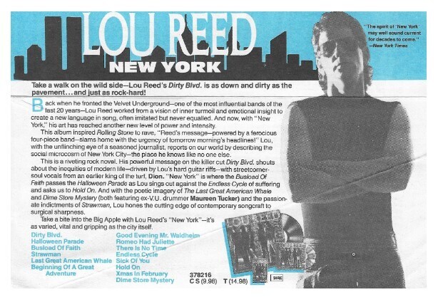 Reed, Lou / New York | Magazine Ad | January 1989