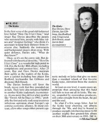 Kinks, The / UK Jive | February 1990