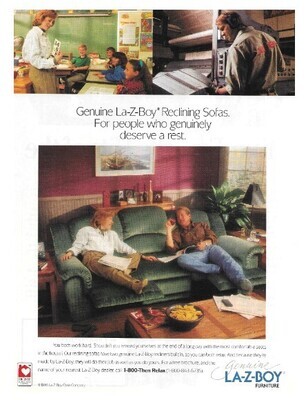 La-Z-Boy / Genuine La-Z-Boy Reclining Sofas | Magazine Ad | 1993