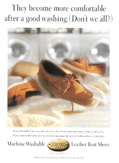 Dexter / Machine Washable Leather Boat Shoes | Magazine Ad | 1993