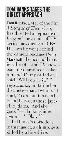 Hanks, Tom / Takes the Direct Approach / 1993