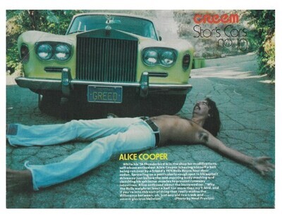 Cooper, Alice / Creem Star's Cars No. 10 | Magazine Photo | December 1976