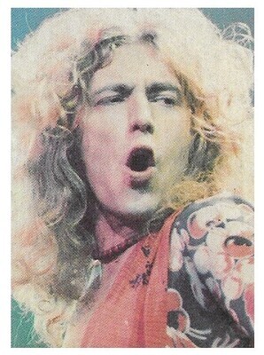 Led Zeppelin / Robert Plant Closeup-On Stage-Blue Background | Magazine Photo | 1976