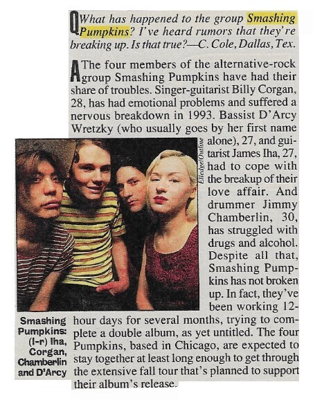 Smashing Pumpkins / Share of Troubles | Magazine Article | 1995