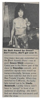Slick, Grace / No Rock Award for Grace? / 1976
