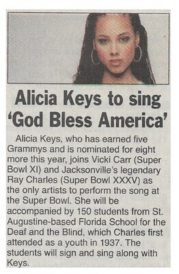 Keys, Alicia / To Sing &#39;God Bless America&#39; | Newspaper Article | February 2005
