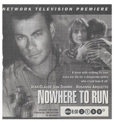 Van Damme, Jean-Claude / Nowhere to Run | Magazine Ad | 1995 | with Rosanna Arqette