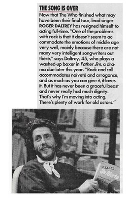 Daltrey, Roger / The Song is Over | Magazine Article | February 1990