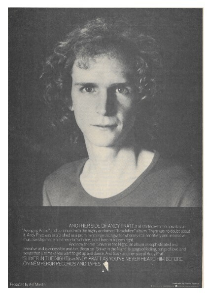 Pratt, Andy / Shiver in the Night | Magazine Ad | 1977