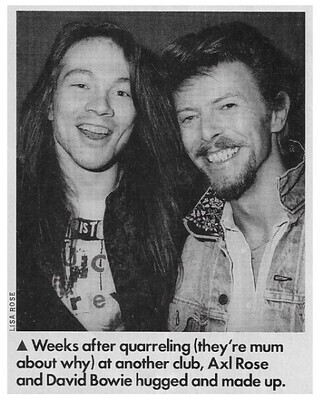 Bowie, David / Los Angeles, CA (China Club) | February 1990 | with Axl Rose