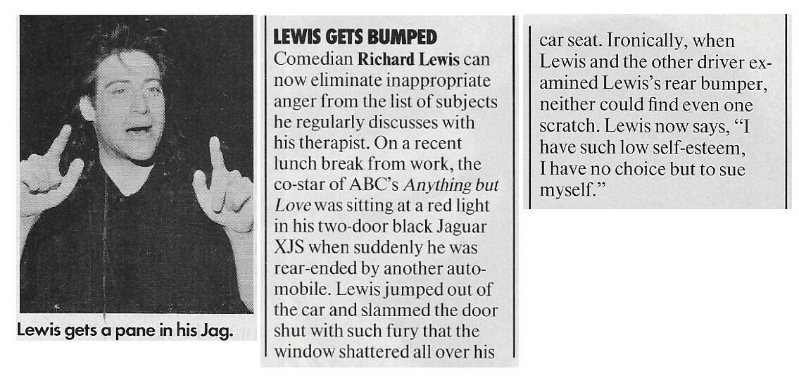 Lewis, Richard / Lewis Gets Bumped | Magazine Article | February 1990