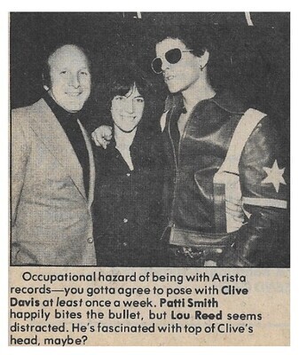 Smith, Patti / Occupational Hazard | Magazine Photo | March 1977 | with Clive Davis and Lou Reed