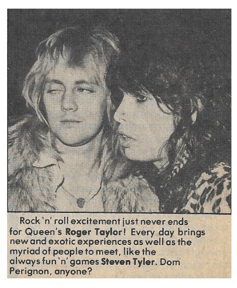 Taylor, Roger / Dom Perignon, Anyone? | Magazine Photo | March 1977 | with Steven Tyler