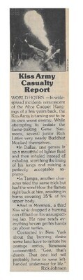 Kiss / Kiss Army Casualty Report | Magazine Article | March 1977