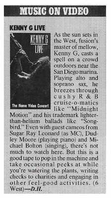 Kenny G / Kenny G Live (Video) / 1990