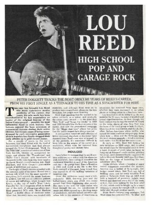Reed, Lou / High School Pop and Garage Rock | Magazine Article | June 1992