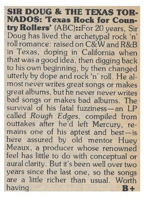Sahm, Doug (Sir Doug + The Texas Tornados) / Texas Rock for Country Rollers | December 1976
