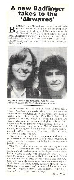 Badfinger / A New Badfinger Takes to the &#39;Airwaves&#39; | Magazine Article | June 1979
