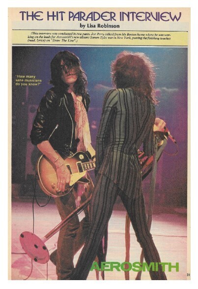 Aerosmith / The Hit Parader Interview | Magazine Article | January 1978