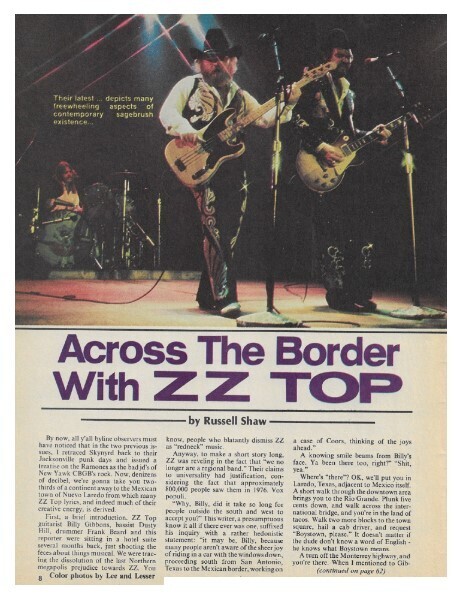 ZZ Top / Across the Border with ZZ Top | Magazine Article | June 1977