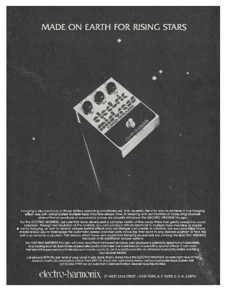 Electro-Harmonix / Electric Mistress Flanger | Magazine Ad | 1977