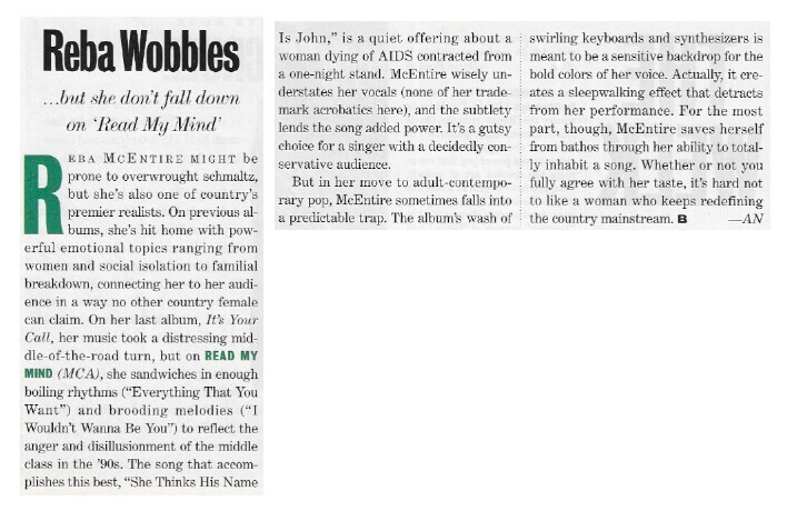 McEntire, Reba / Read My Mind | Magazine Review | April 1994
