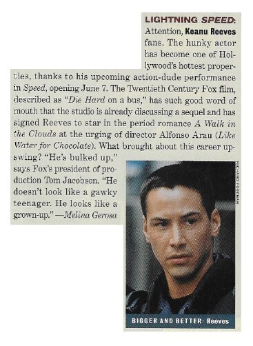 Reeves, Keanu / Lightning Speed | Magazine Article | May 1994