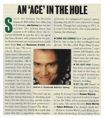 Carrey, Jim / An &#39;Ace&#39; in the Hole | Magazine Article | May 1994
