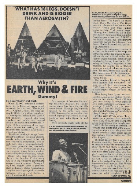 Earth, Wind + Fire / What Has 18 Legs, Doesn't Drink and Is Bigger Than Aerosmith? | March 1977