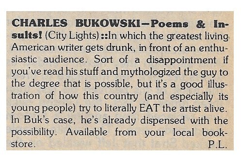 Bukowski, Charles / Poems + Insults! (1977)
