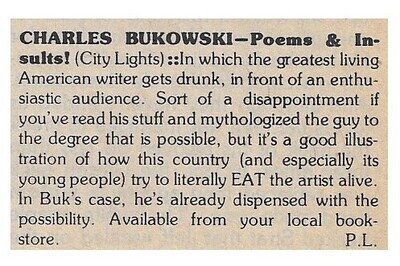 Bukowski, Charles / Poems + Insults! (1977)