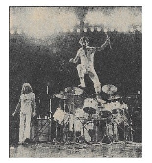 Who, The / On Stage, Keith Moon Leaping from Drum Kit | Magazine Photo | 1976