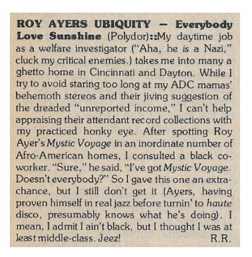 Ayers, Roy (Ubiquity) / Everybody Loves the Sunshine | December 1976