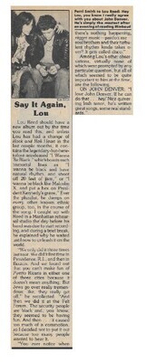 Reed, Lou / Say It Again, Lou | Magazine Article | December 1976