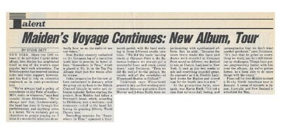 Iron Maiden / Maiden&#39;s Voyage Continues: New Album, Tour | Magazine Article | November 1986