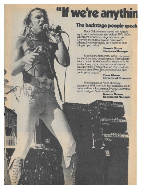 Black Oak Arkansas / Ampeg Equipment | Magazine Ad | 1976