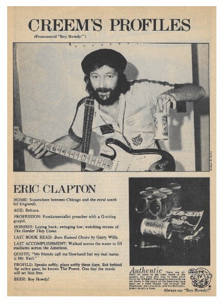 Clapton, Eric / Creem&#39;s Profiles (Boy Howdy Beer Ad) | Magazine Ad | Spring 1977