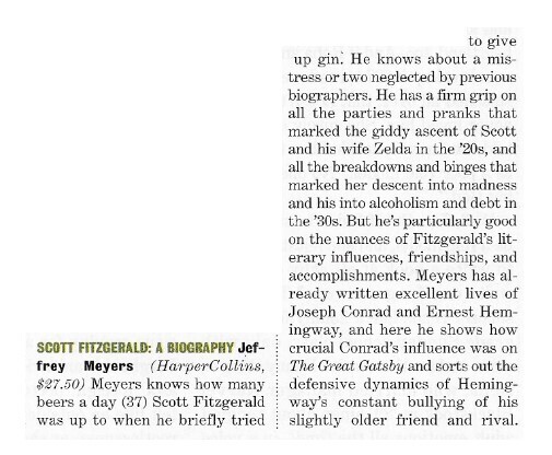 Meyers, Jeffrey / Scott Fitzgerald: A Biography | Magazine Review | May 1994